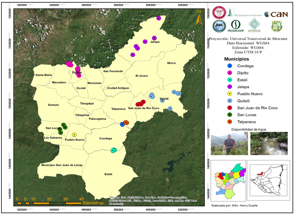 Ubicación de las unidades productiva en nueve
municipios de los departamentos  

de Estelí, Madríz y Nueva
Segovia.