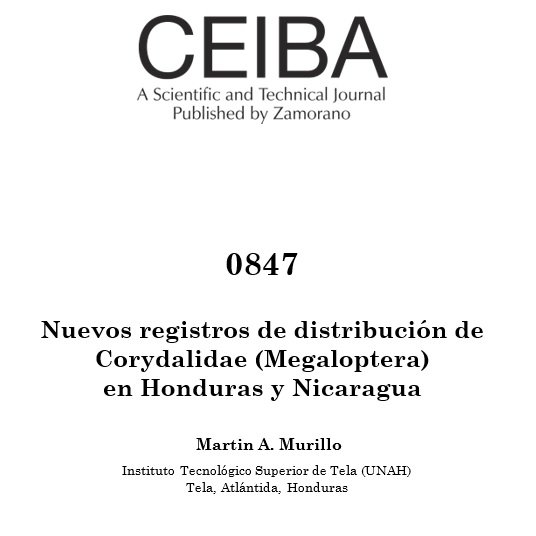 					Ver Núm. 0847 (2020): Nuevos registros de distribución de Corydalidae (Megaloptera) en Honduras y Nicaragua
				